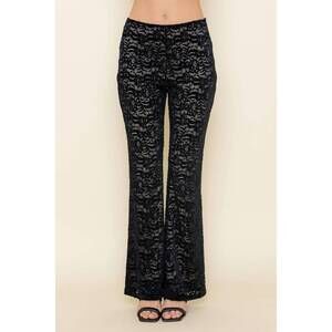 NEW FORE COLLECTION lace sheer pants in black